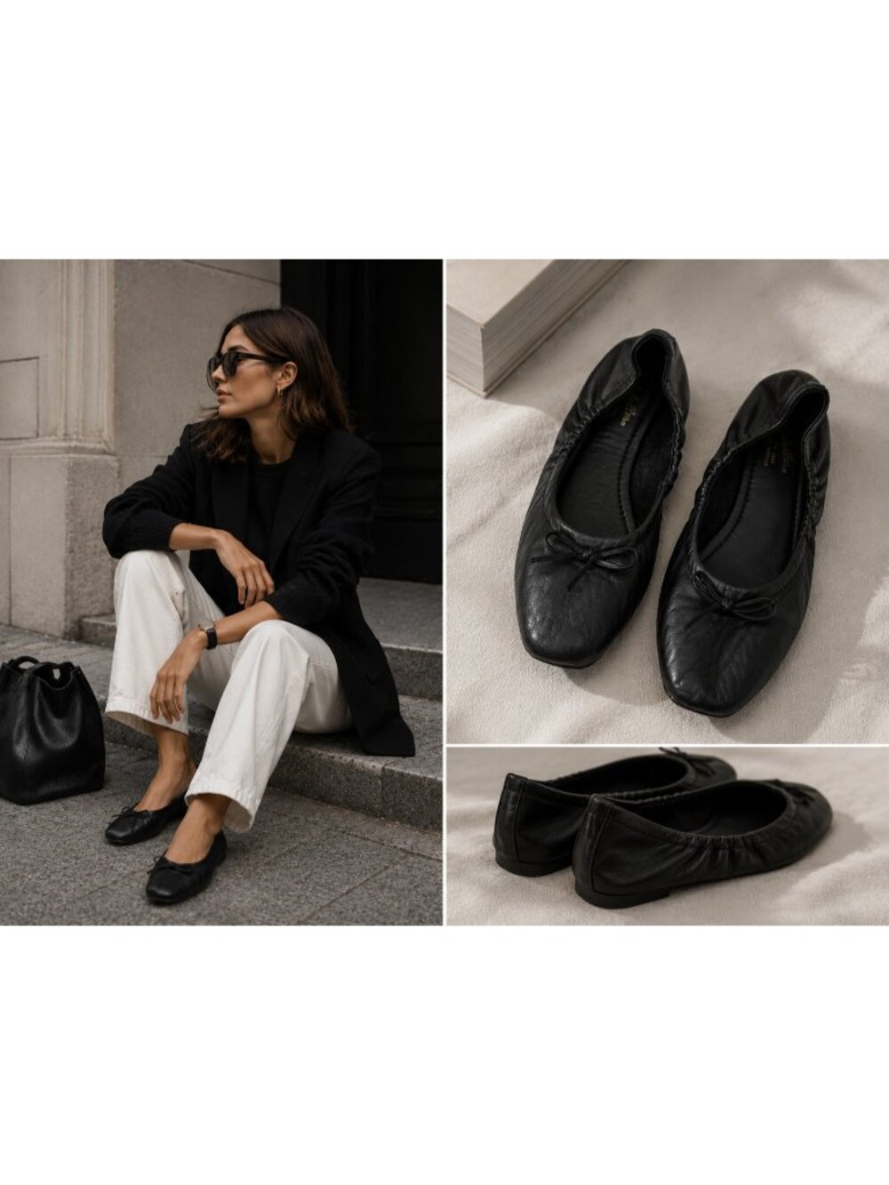 Seychelles Black Leather Ballet Flats Women Size 8 Square Toe Minimalist Slip On